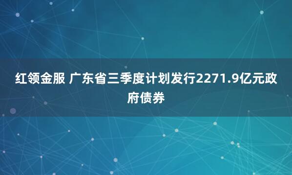 红领金服 广东省三季度计划发行2271.9亿元政府债券